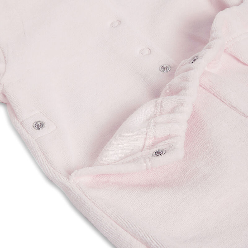 Girls Light Pink Printed Nappy Opening Babysuit image number 3